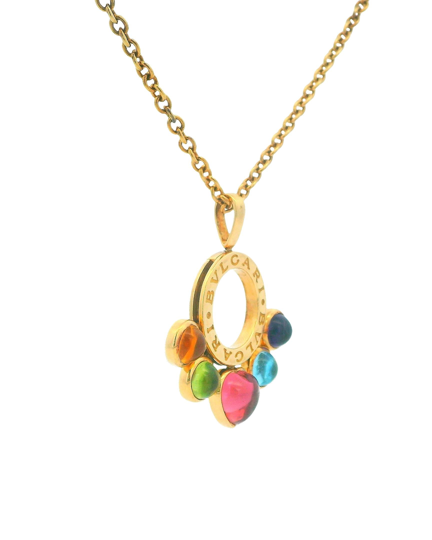 BVLGARI Allegra 18K Yellow Gold Multicolor Stone Necklace Ladies Necklace