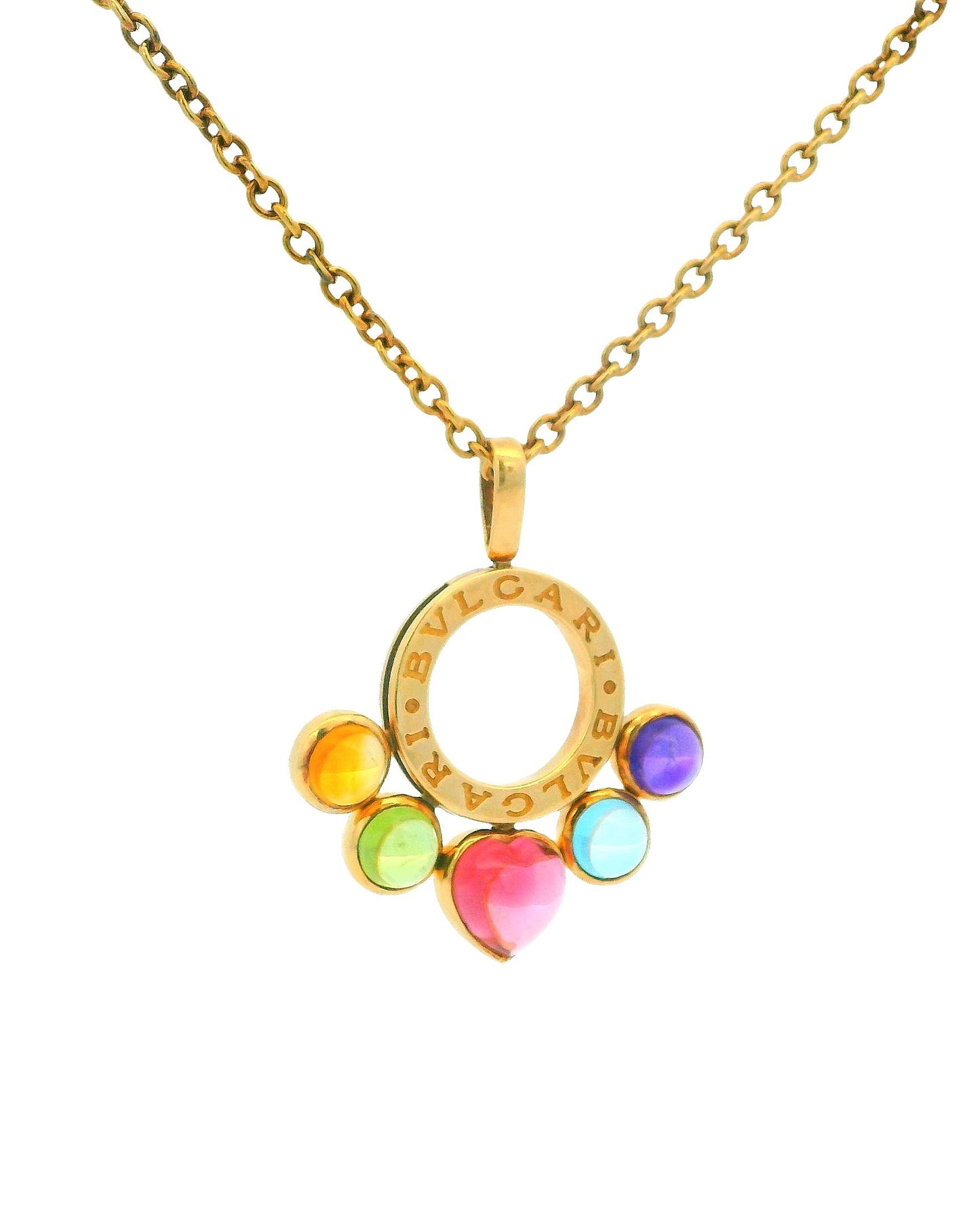 BVLGARI Allegra 18K Yellow Gold Multicolor Stone Necklace Ladies Necklace