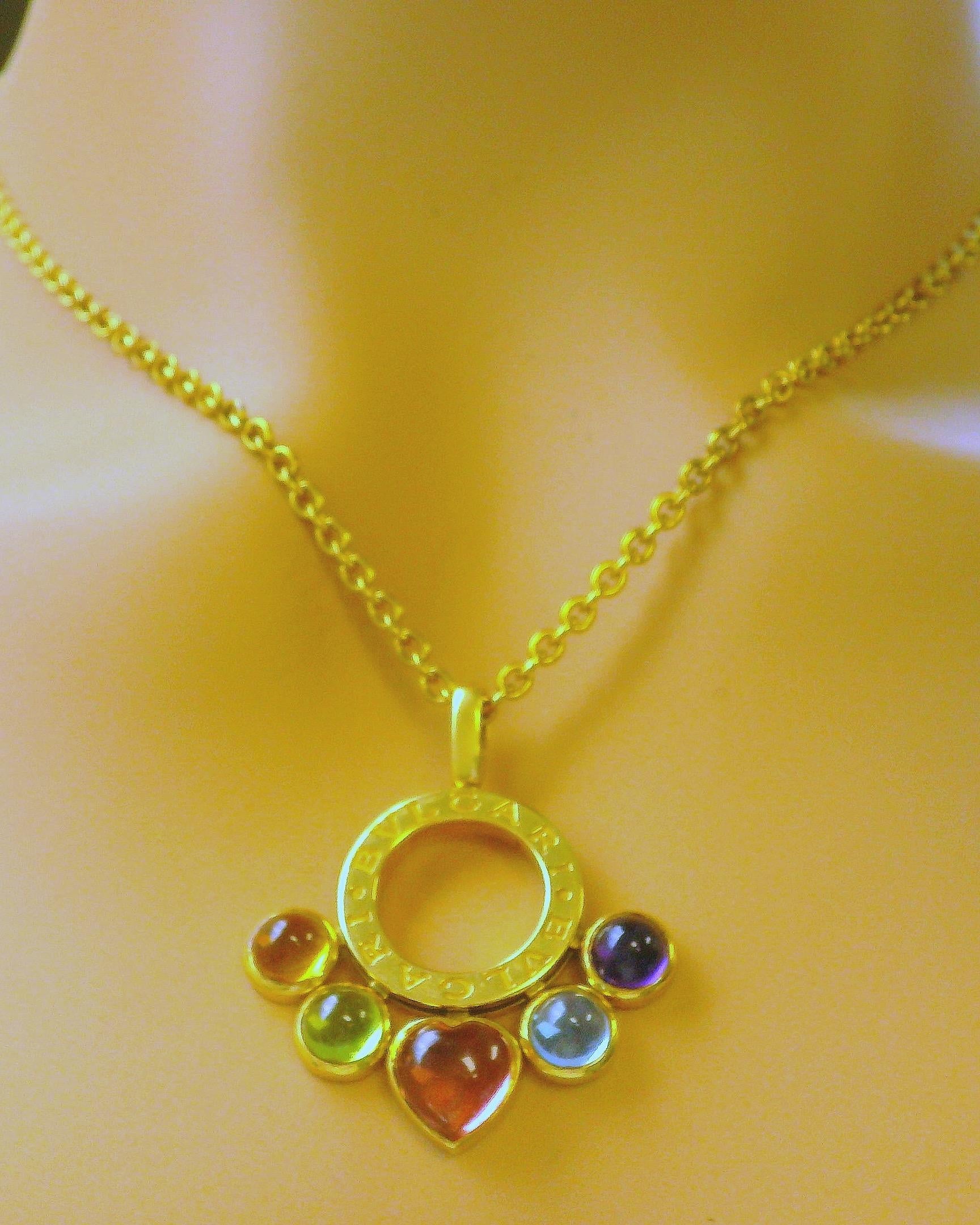 BVLGARI Allegra 18K Yellow Gold Multicolor Stone Necklace Ladies Necklace