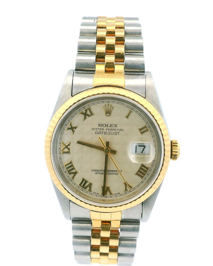 Rolex  Datejust 16233 Ivory Pyramid Dial Watch Full Set