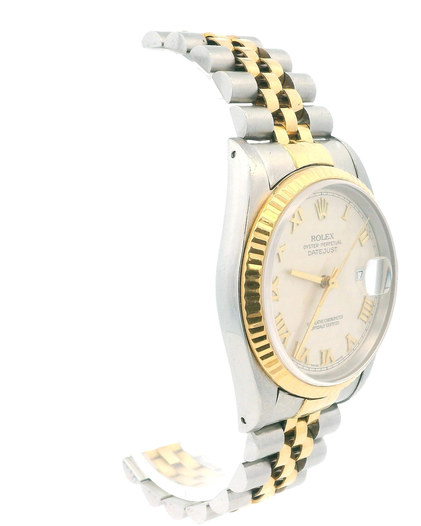 Rolex  Datejust 16233 Ivory Pyramid Dial Watch Full Set