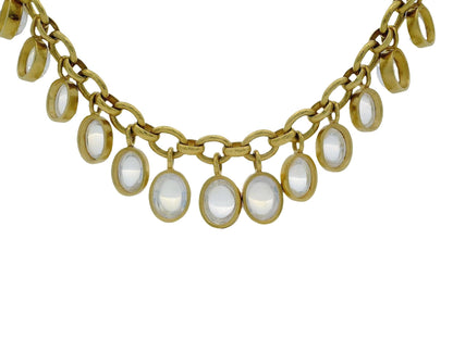 Elizabeth Locke's Exquisite 19k Yellow Gold Moonstones Dangles Necklace