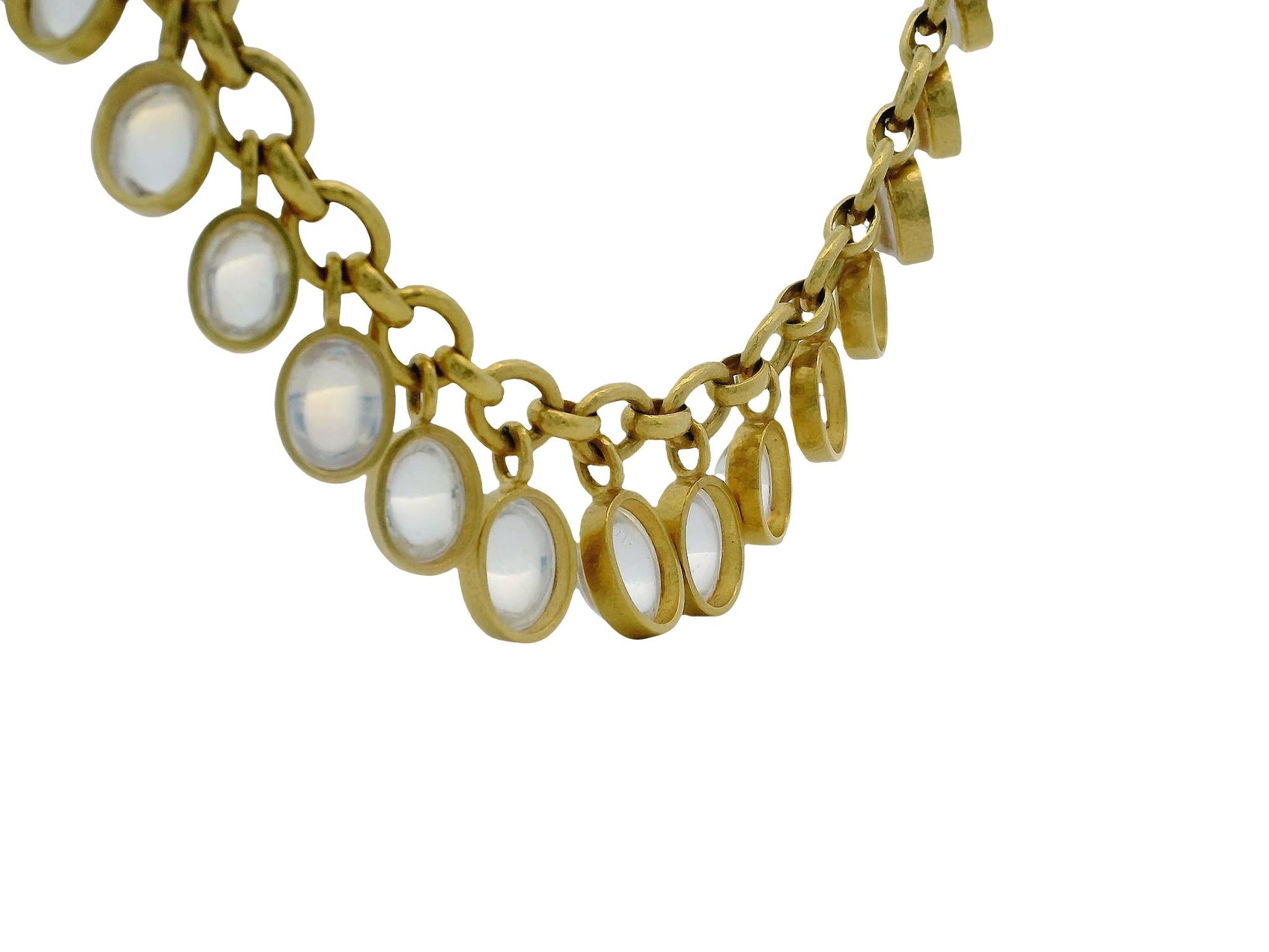 Elizabeth Locke's Exquisite 19k Yellow Gold Moonstones Dangles Necklace