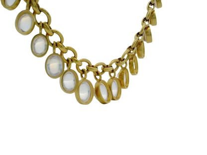 Elizabeth Locke's Exquisite 19k Yellow Gold Moonstones Dangles Necklace