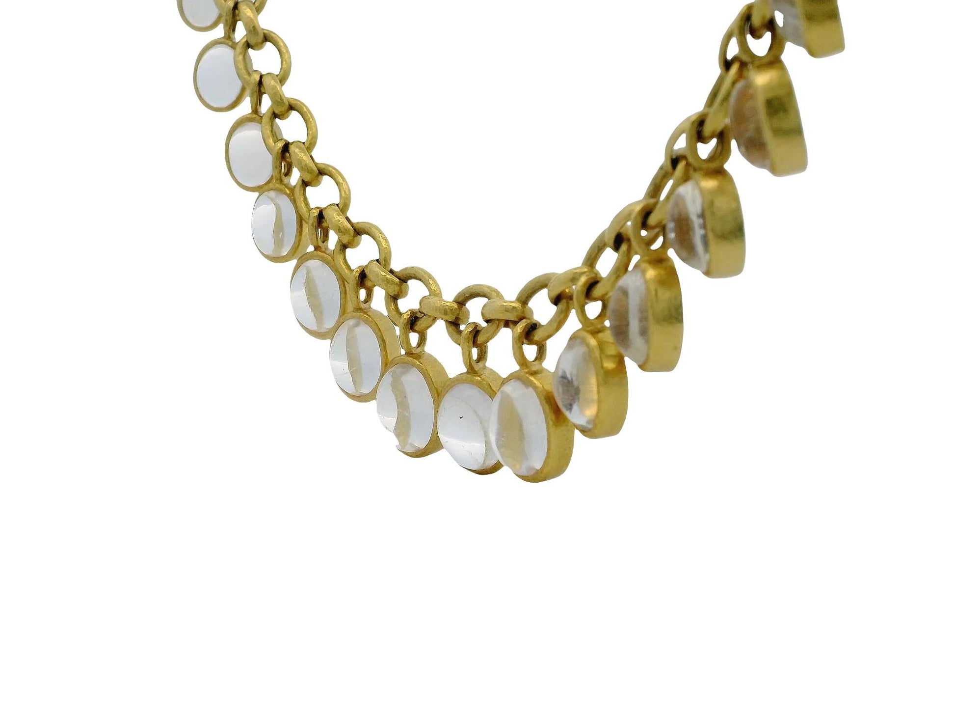 Elizabeth Locke's Exquisite 19k Yellow Gold Moonstones Dangles Necklace