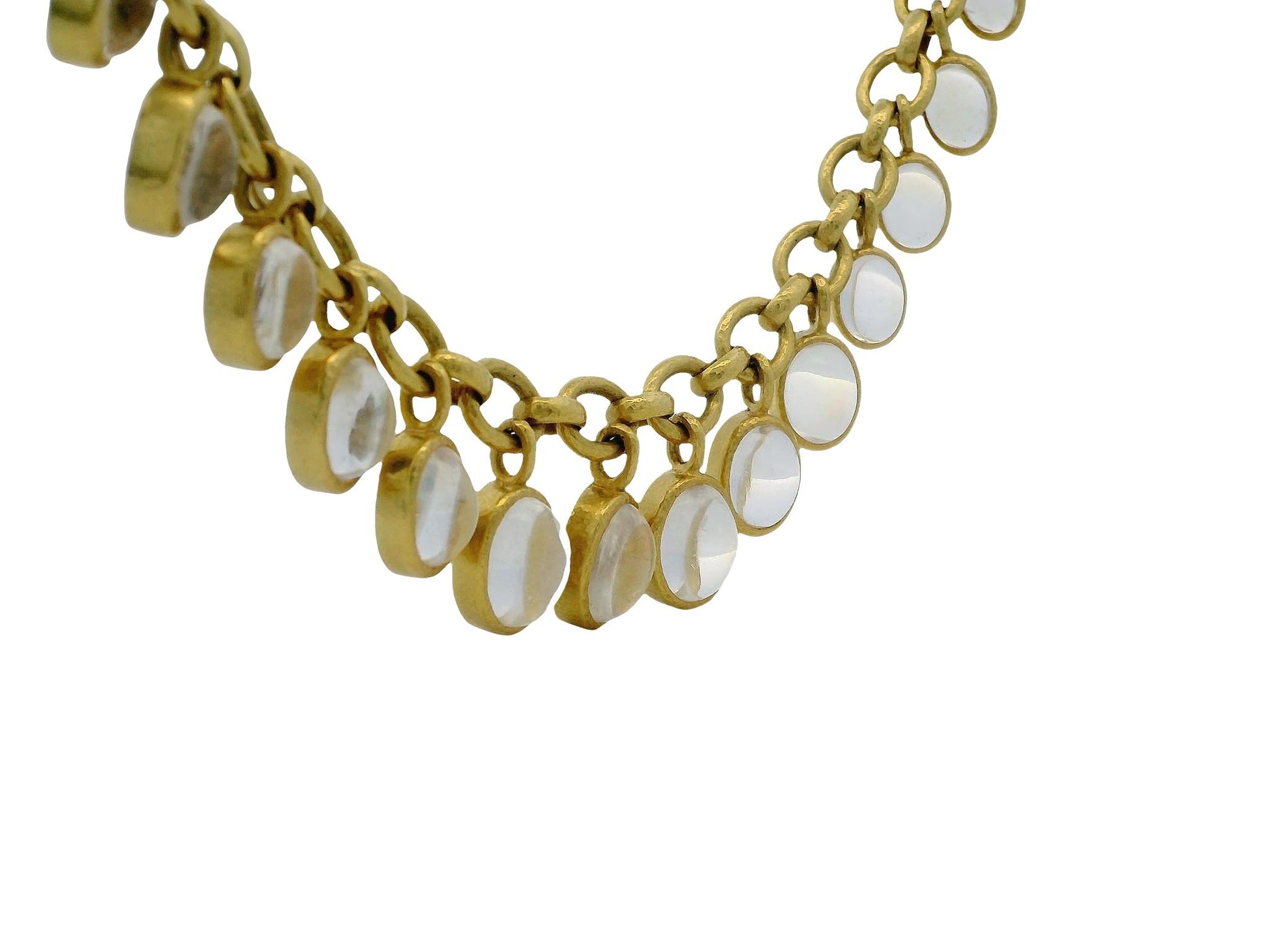 Elizabeth Locke's Exquisite 19k Yellow Gold Moonstones Dangles Necklace