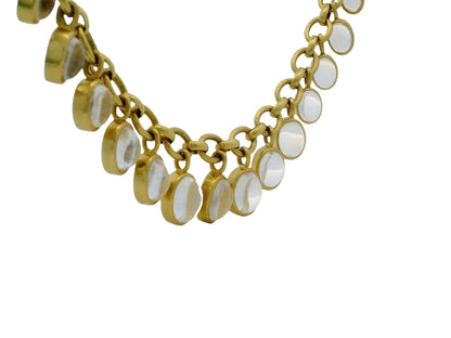 Elizabeth Locke's Exquisite 19k Yellow Gold Moonstones Dangles Necklace