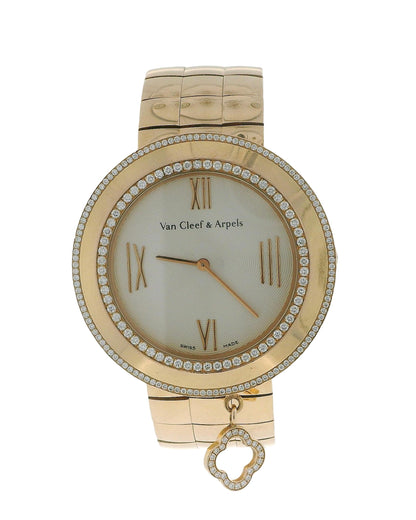 Van Cleef & Arpels 18k Rose Gold Floral Charm MOP Dial Box Papers