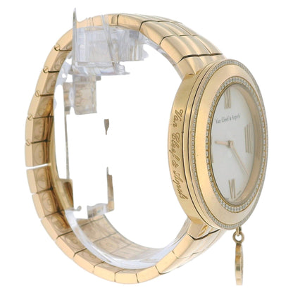 Van Cleef & Arpels 18k Rose Gold Floral Charm MOP Dial Box Papers