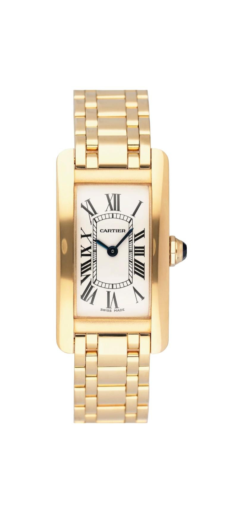 Cartier Tank Americaine W26015K2 18K Yellow Gold Ladies Watch