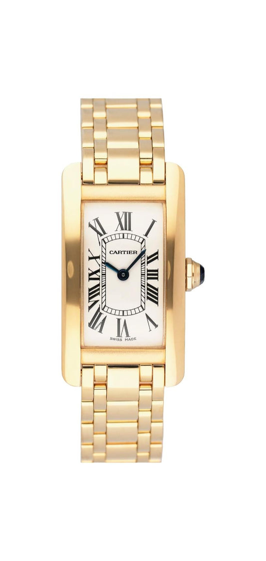 Cartier Tank Americaine W26015K2 18K Yellow Gold Ladies Watch