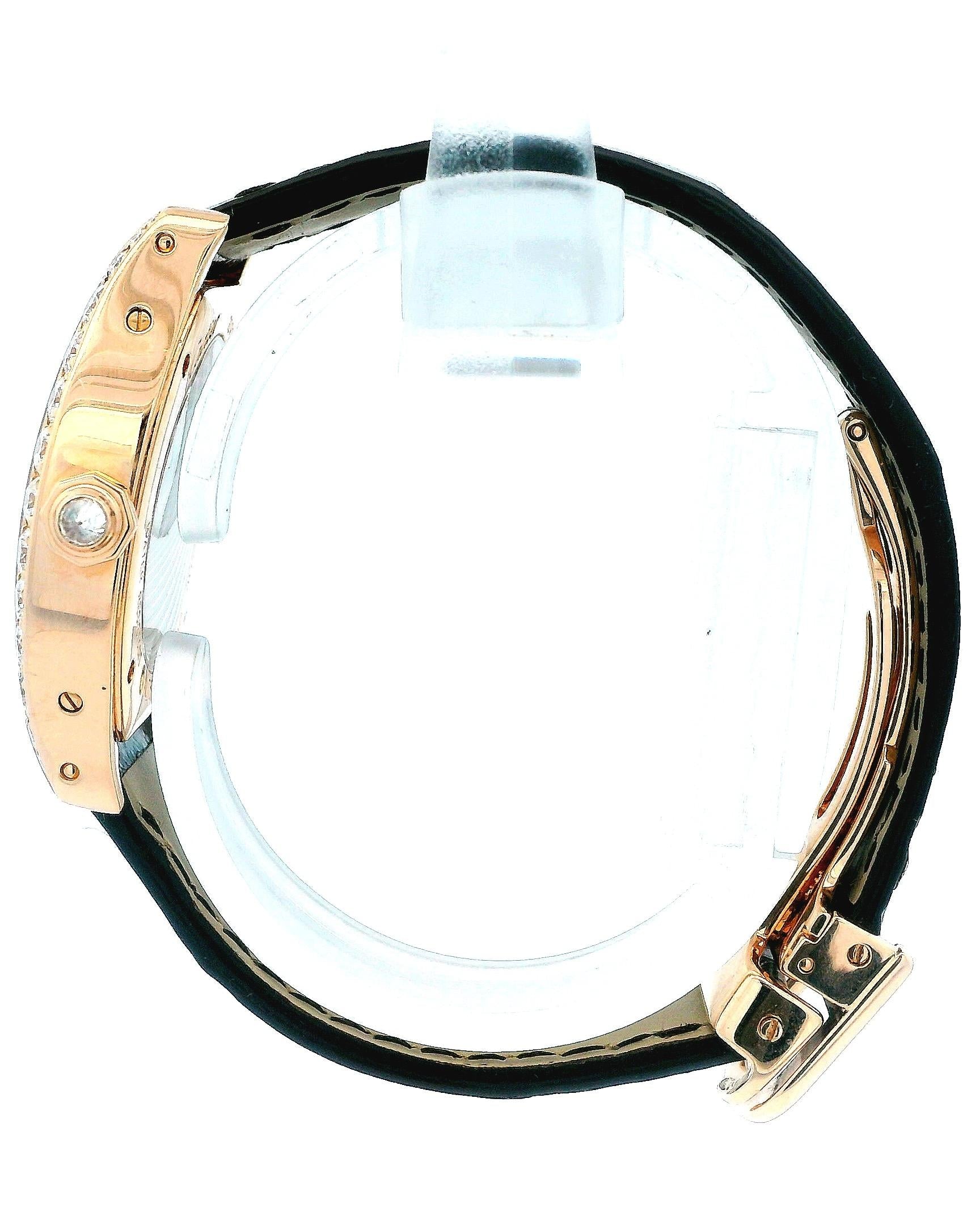 Cartier Tortue WA507031 18K Rose Gold & Diamond Bezel Ladies Watch