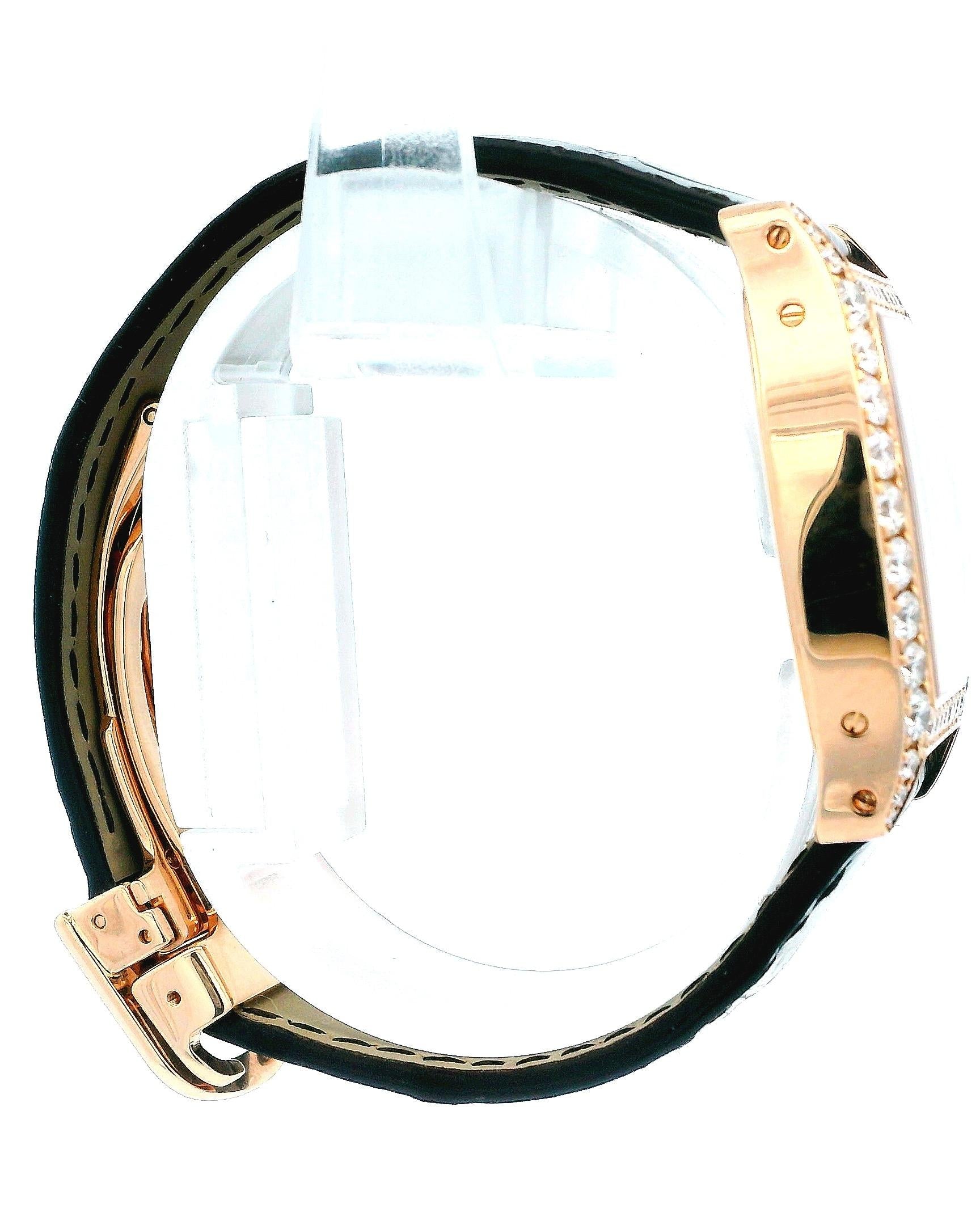 Cartier Tortue WA507031 18K Rose Gold & Diamond Bezel Ladies Watch
