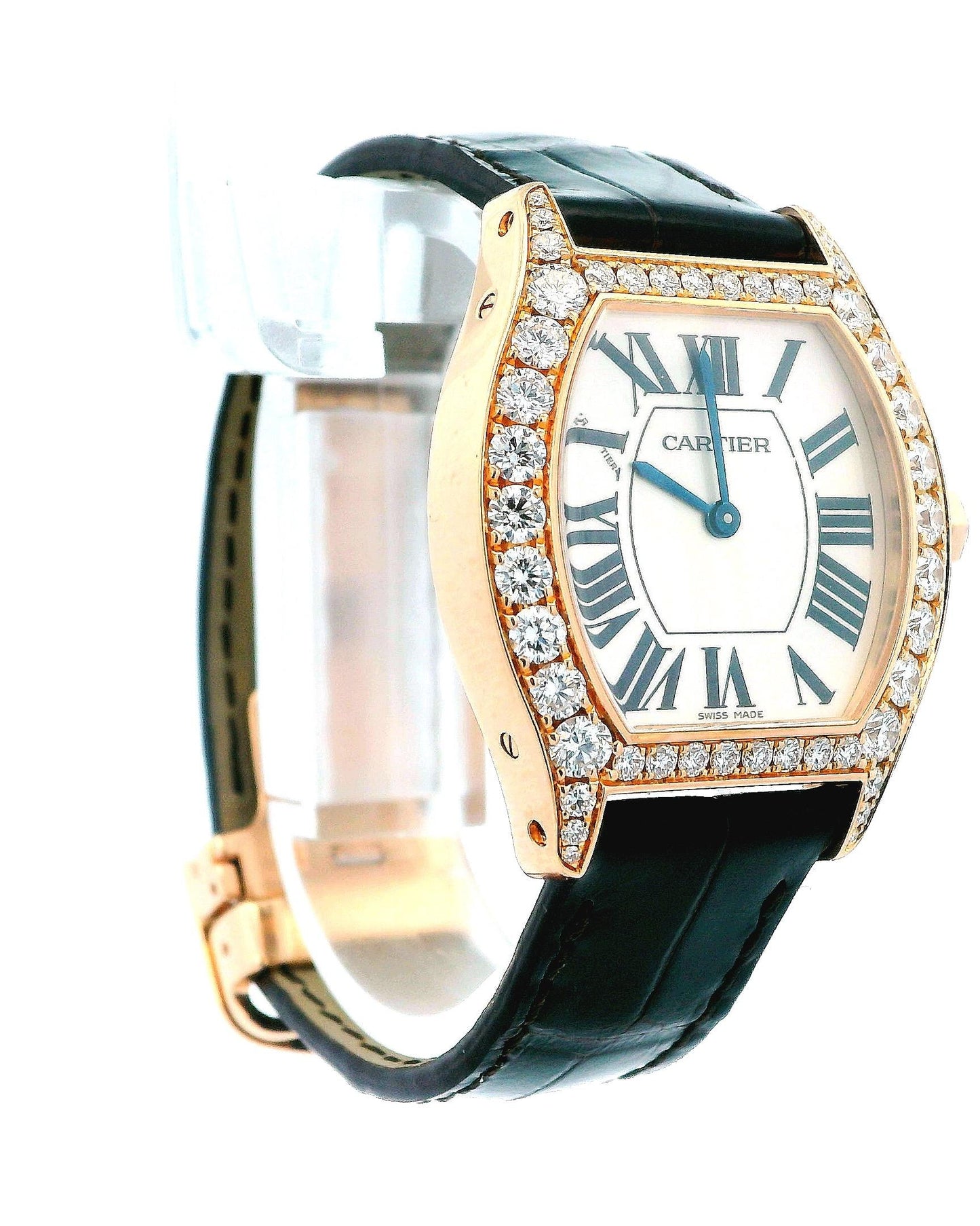 Cartier Tortue WA507031 18K Rose Gold & Diamond Bezel Ladies Watch
