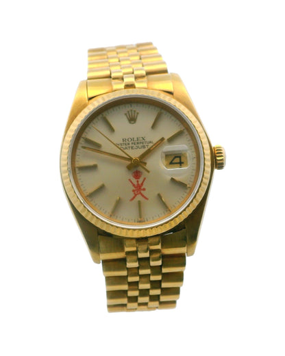 Rolex 16018 18k Yellow Gold Red Khanjar Dial Vintage Watch