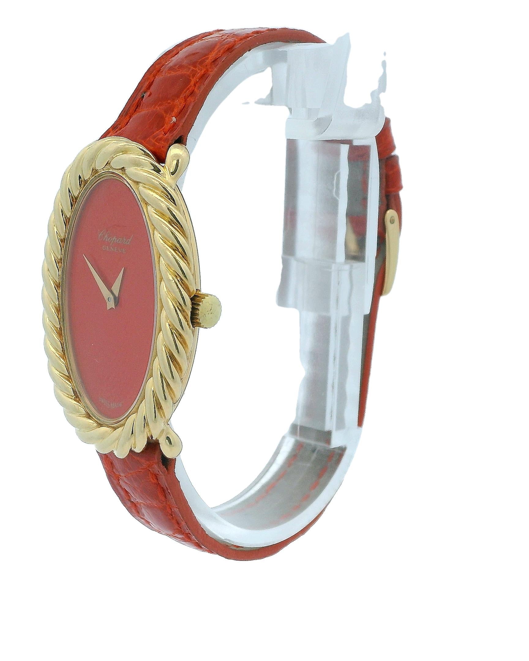Chopard Oval Fluted Case Orange Dial & Customized Strap