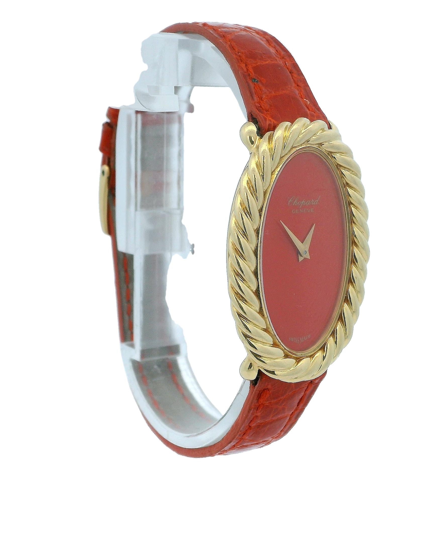 Chopard Oval Fluted Case Orange Dial & Customized Strap