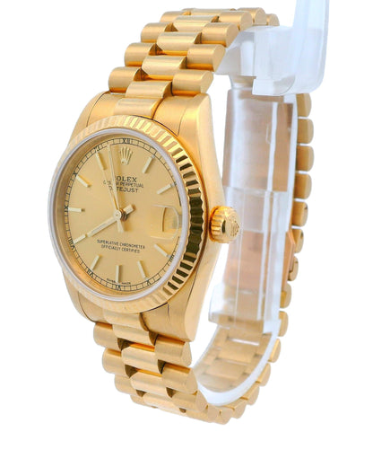 Rolex DateJust 68278 Midsize Champagne Dial Ladies Watch