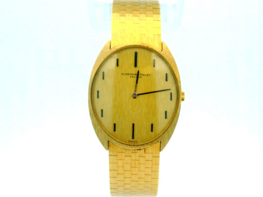 AP Ellipse 18k Brick Bracelet Vertical Dash Markers W/Box(Pre-Owned)