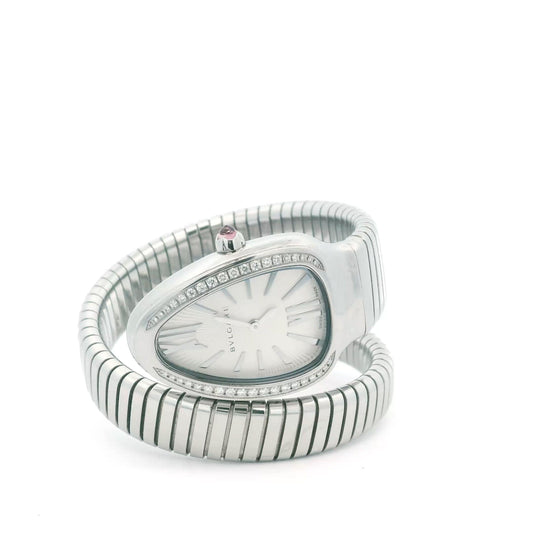 Bvlgari Serpenti SP35S Stainless Steel Diamond Bezel Ladies Watch