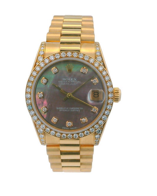 Rolex 68238 Midsize Factory Diamond Lugs & Bezel. Customized MOP Diamond Dial