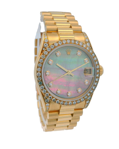 Rolex 68238 Midsize Factory Diamond Lugs & Bezel. Customized MOP Diamond Dial