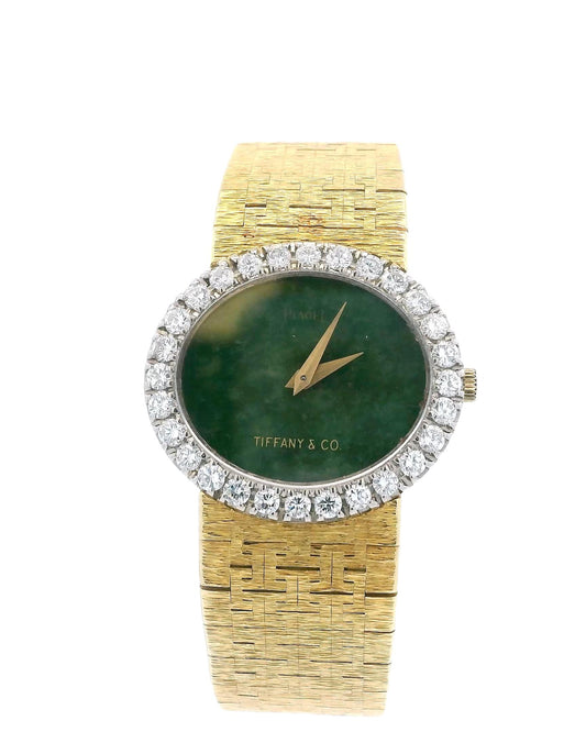 Piaget T&Co Jade Dial Diamond Bezel Mesh Bracelet in 18K Yellow Gold