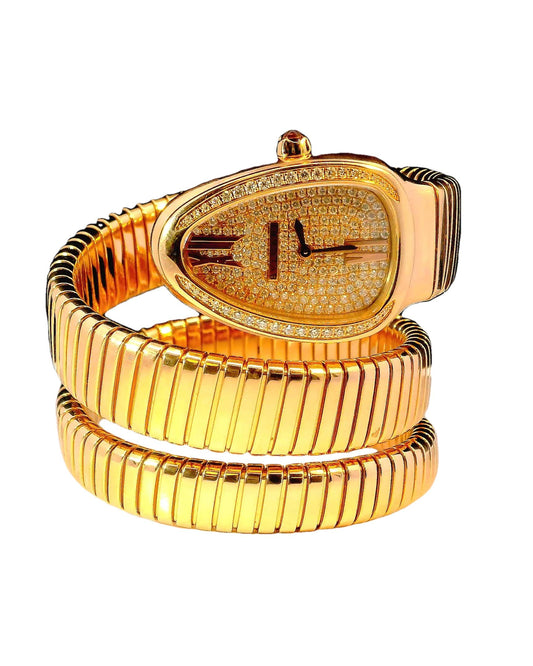 Bvlgari Serpenti SPP35G 18k Rose Gold Pave Dial & Bezel