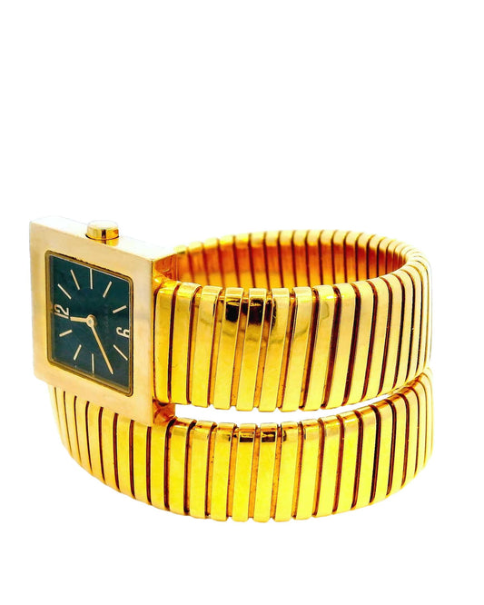 Bvlgari 18k Tubogas Square Black Dial