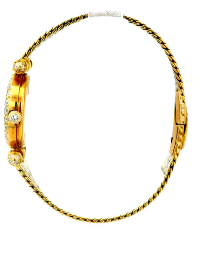 Van Cleef & Arpels Diamond Bezel Chevron Dial & 18K White & Yellow Gold Bracelet
