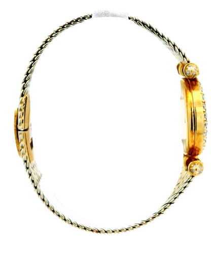 Van Cleef & Arpels Diamond Bezel Chevron Dial & 18K White & Yellow Gold Bracelet