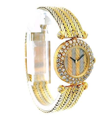 Van Cleef & Arpels Diamond Bezel Chevron Dial & 18K White & Yellow Gold Bracelet