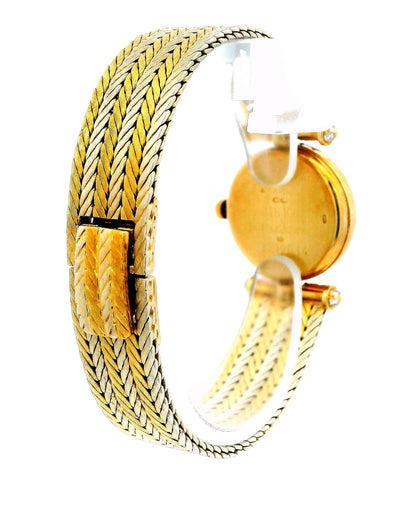 Van Cleef & Arpels Diamond Bezel Chevron Dial & 18K White & Yellow Gold Bracelet