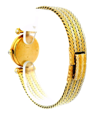 Van Cleef & Arpels Diamond Bezel Chevron Dial & 18K White & Yellow Gold Bracelet