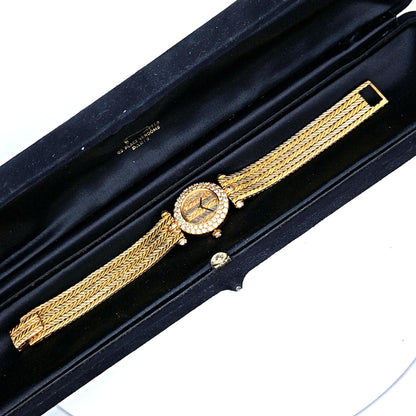 Van Cleef & Arpels Diamond Bezel Chevron Dial & 18K White & Yellow Gold Bracelet
