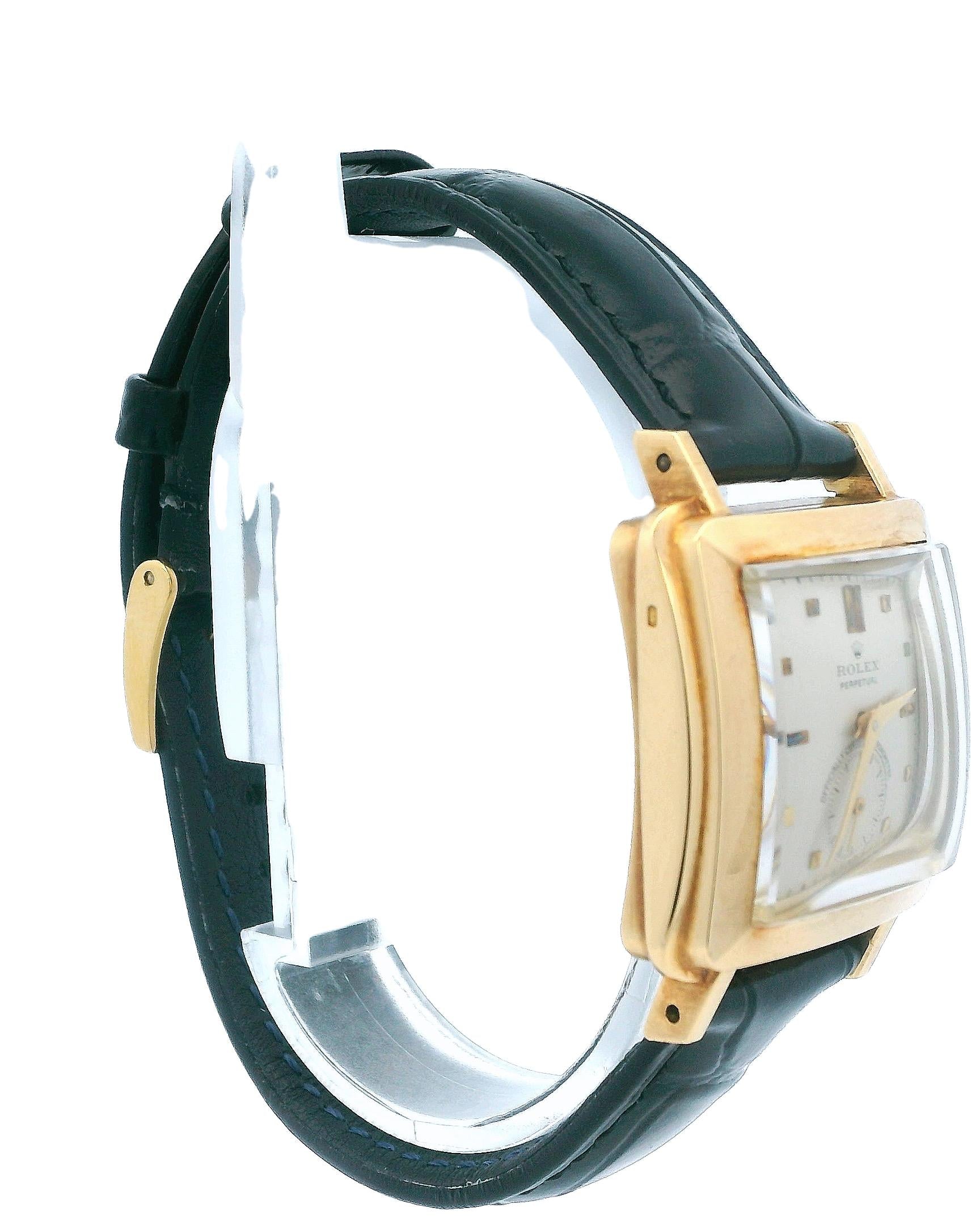Vintage Rolex 4643 Square Bubble-back 18k Yellow Gold Original Dial