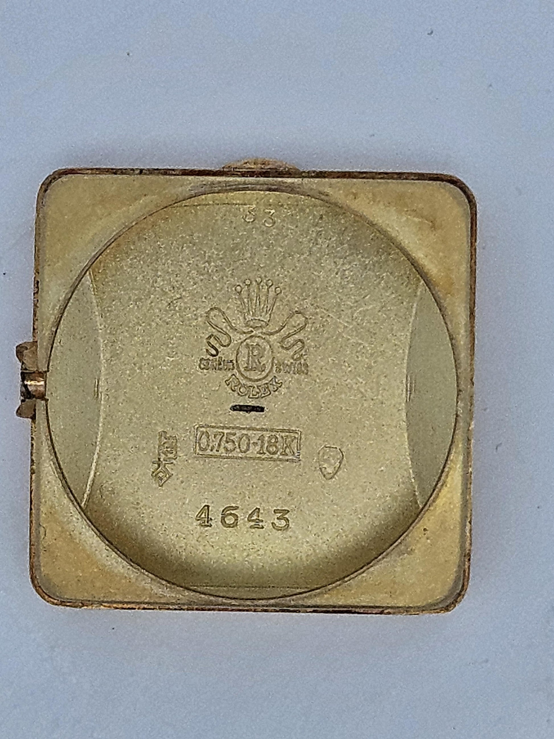 Vintage Rolex 4643 Square Bubble-back 18k Yellow Gold Original Dial