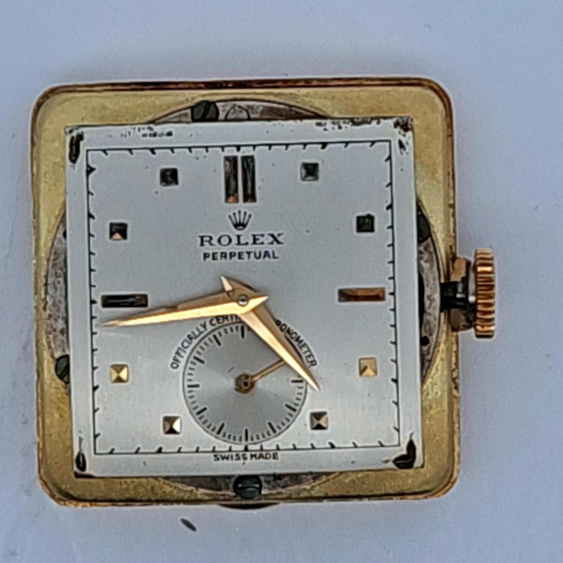 Vintage Rolex 4643 Square Bubble-back 18k Yellow Gold Original Dial