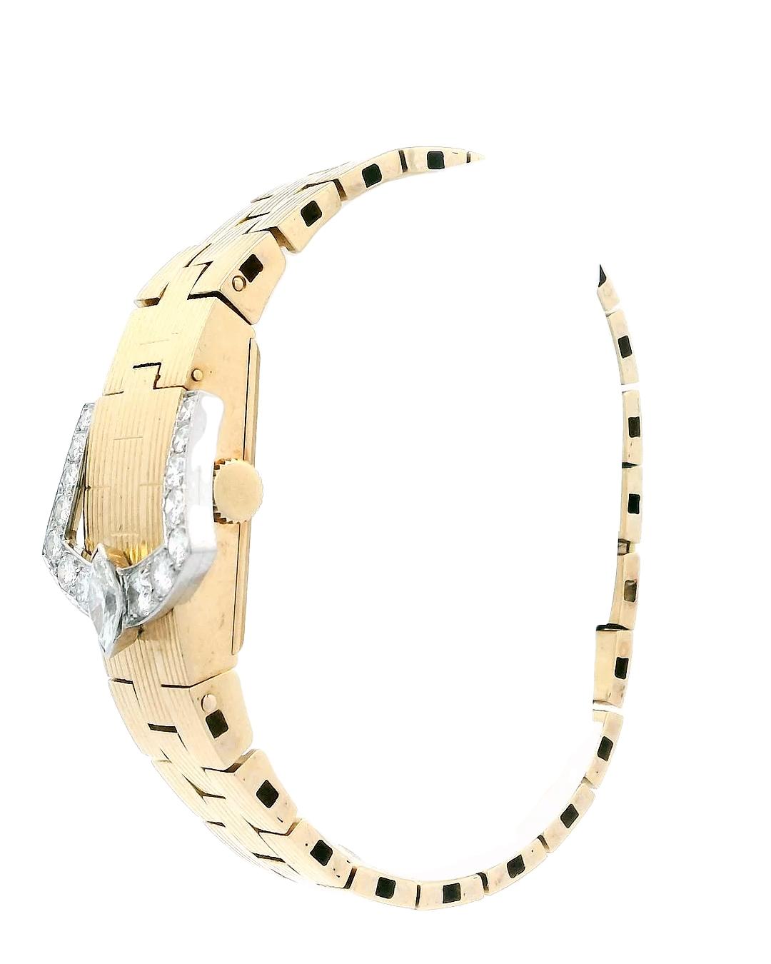 Encausse & Krasker Pave Buckle Cover Fluted Bracelet-watch