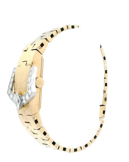 Encausse & Krasker Pave Buckle Cover Fluted Bracelet-watch