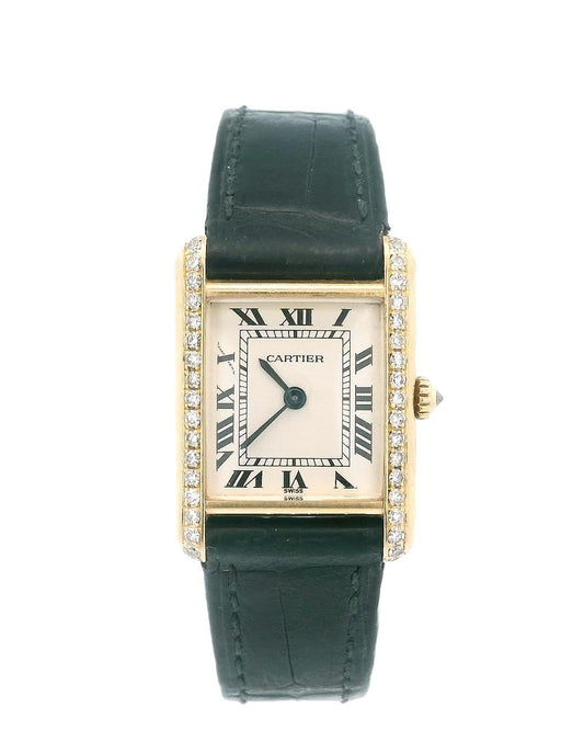 Cartier Tank Paris Diamond 18K Yellow Gold Ladies Watch