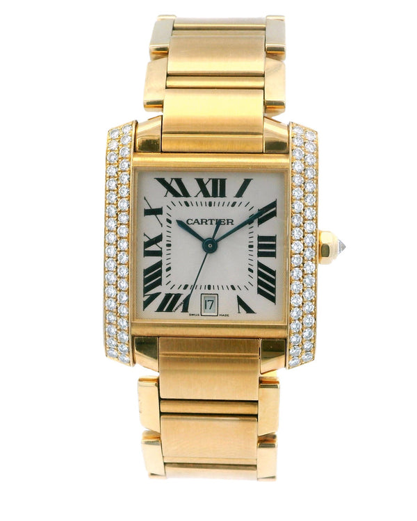 Cartier Tank Francaise WE1010R8 18K Yellow Gold & Diamond Service Papers