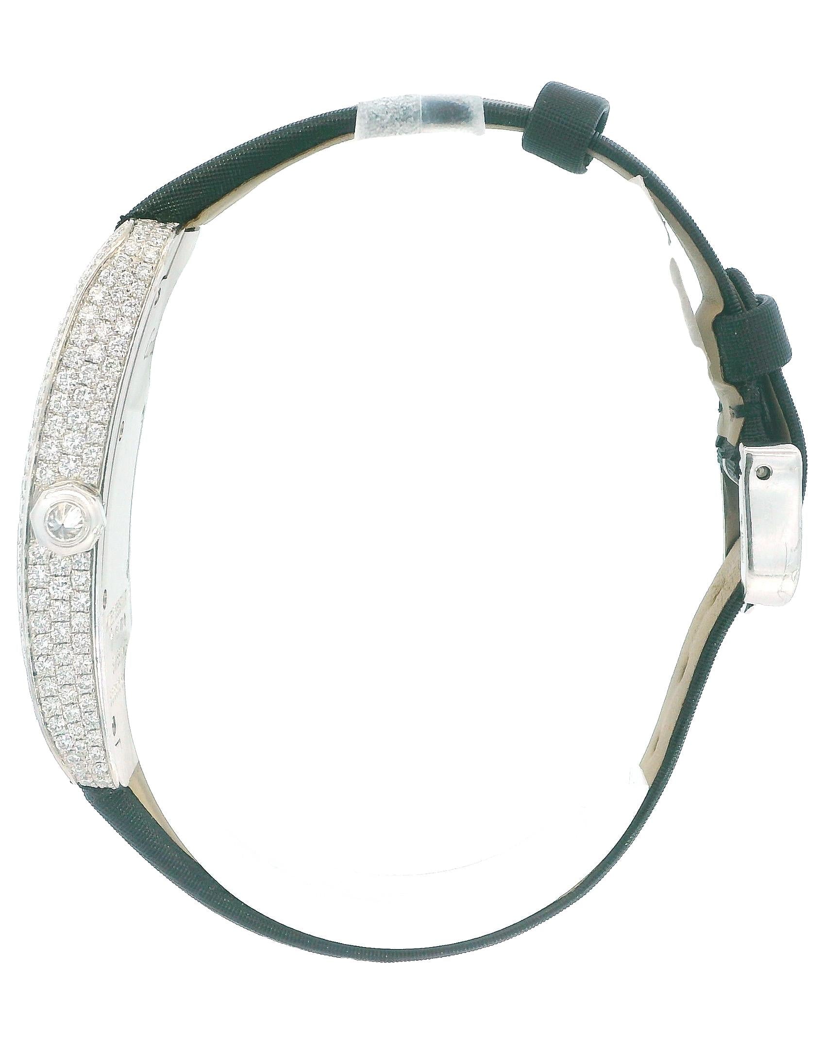 Cartier Tank-S 18K White Gold Pave Case & Buckle Box & Papares