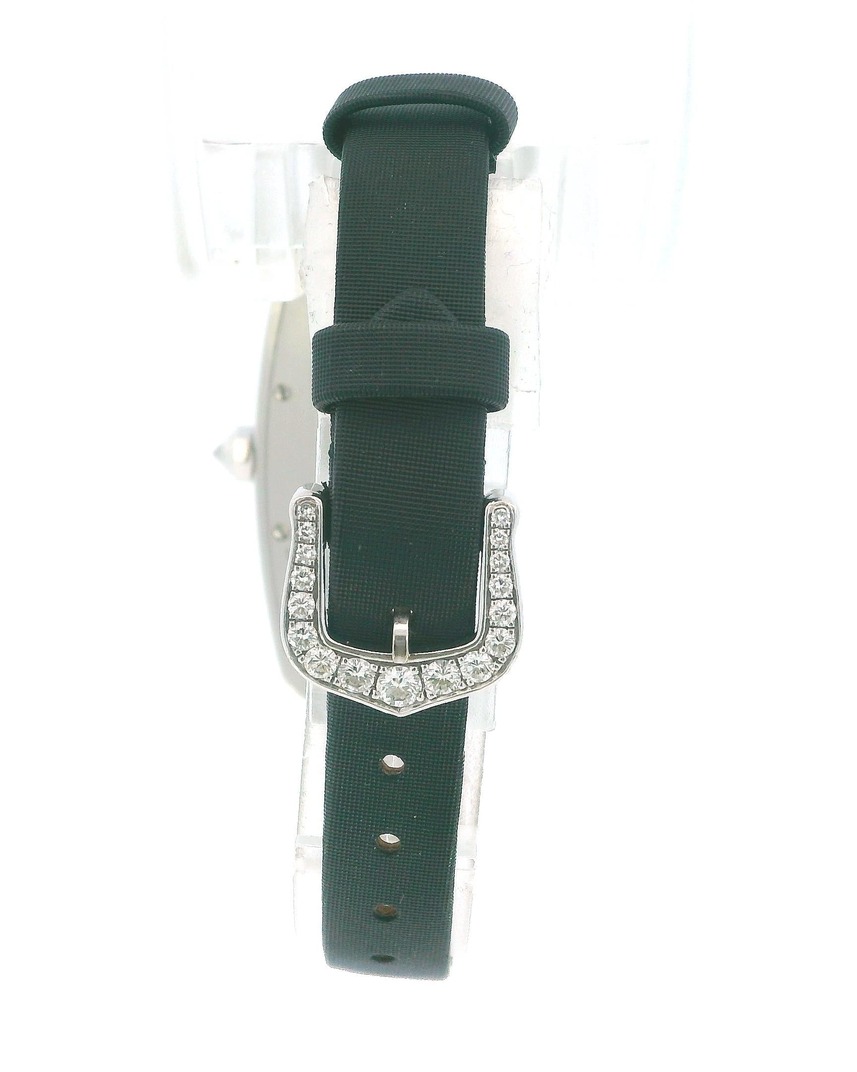 Cartier Tank-S 18K White Gold Pave Case & Buckle Box & Papares