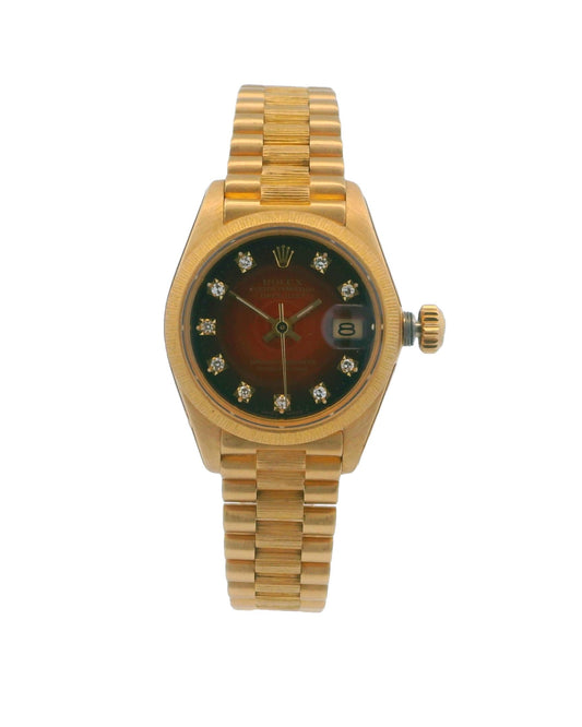 Rolex 6927/8 Red Vignette Diamond Dial Bark Bracelet W/Service Card