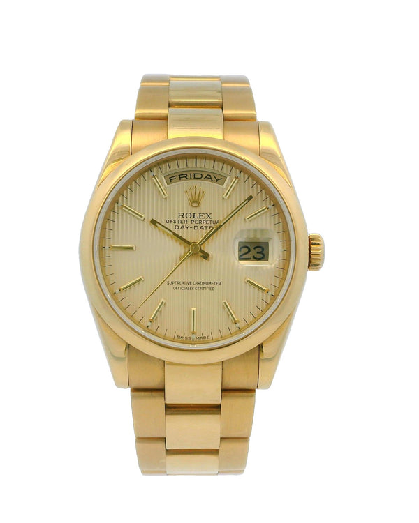 Rolex Day-Date 118208 18K Yellow Gold Linen Dial Full-Set