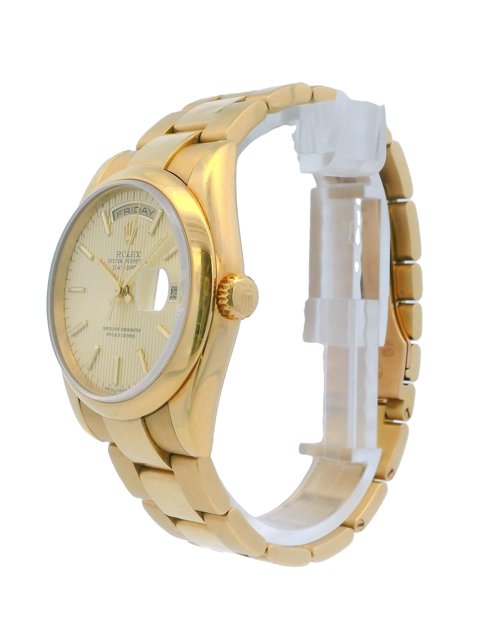 Rolex Day-Date 118208 18K Yellow Gold Linen Dial Full-Set