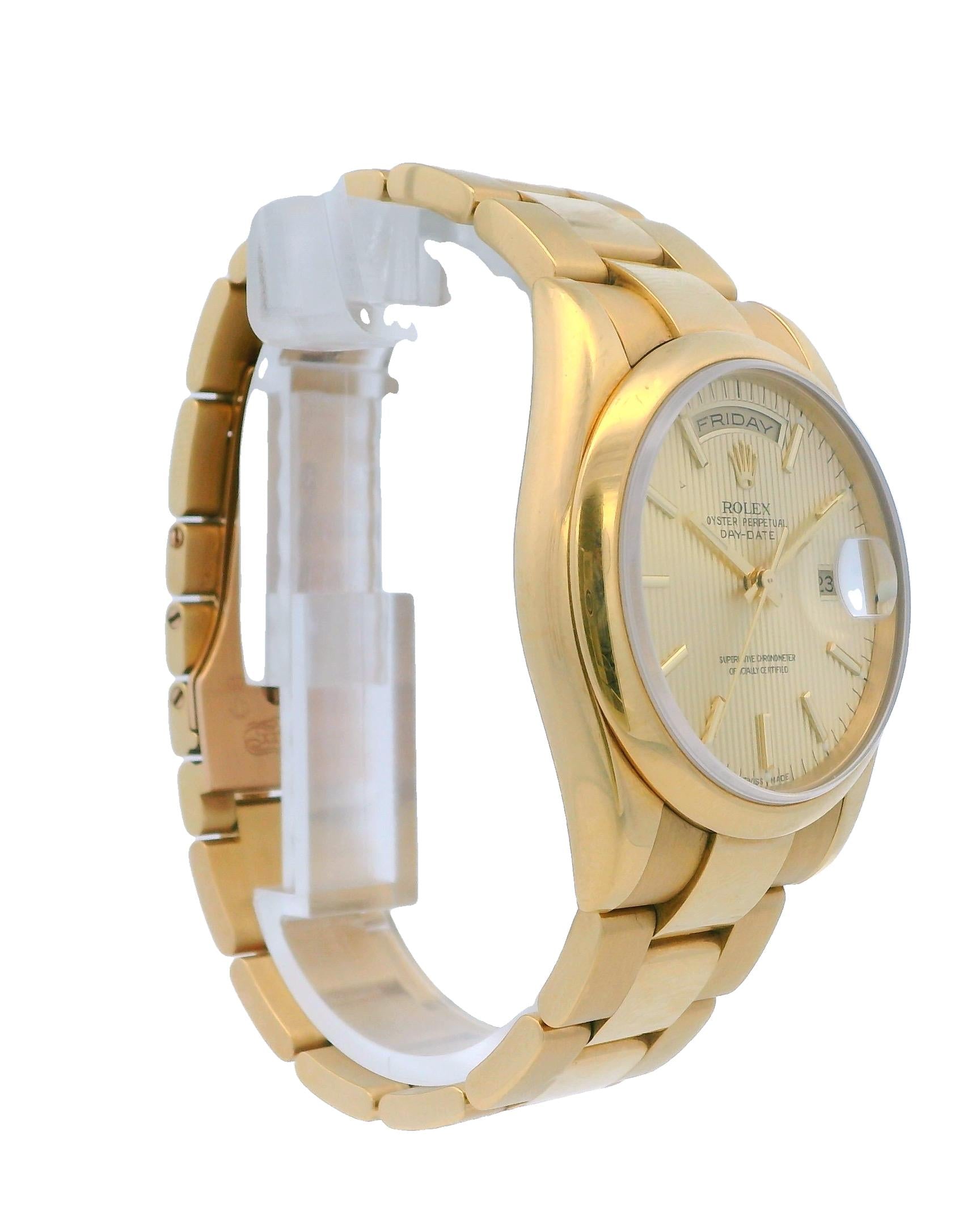 Rolex Day-Date 118208 18K Yellow Gold Linen Dial Full-Set