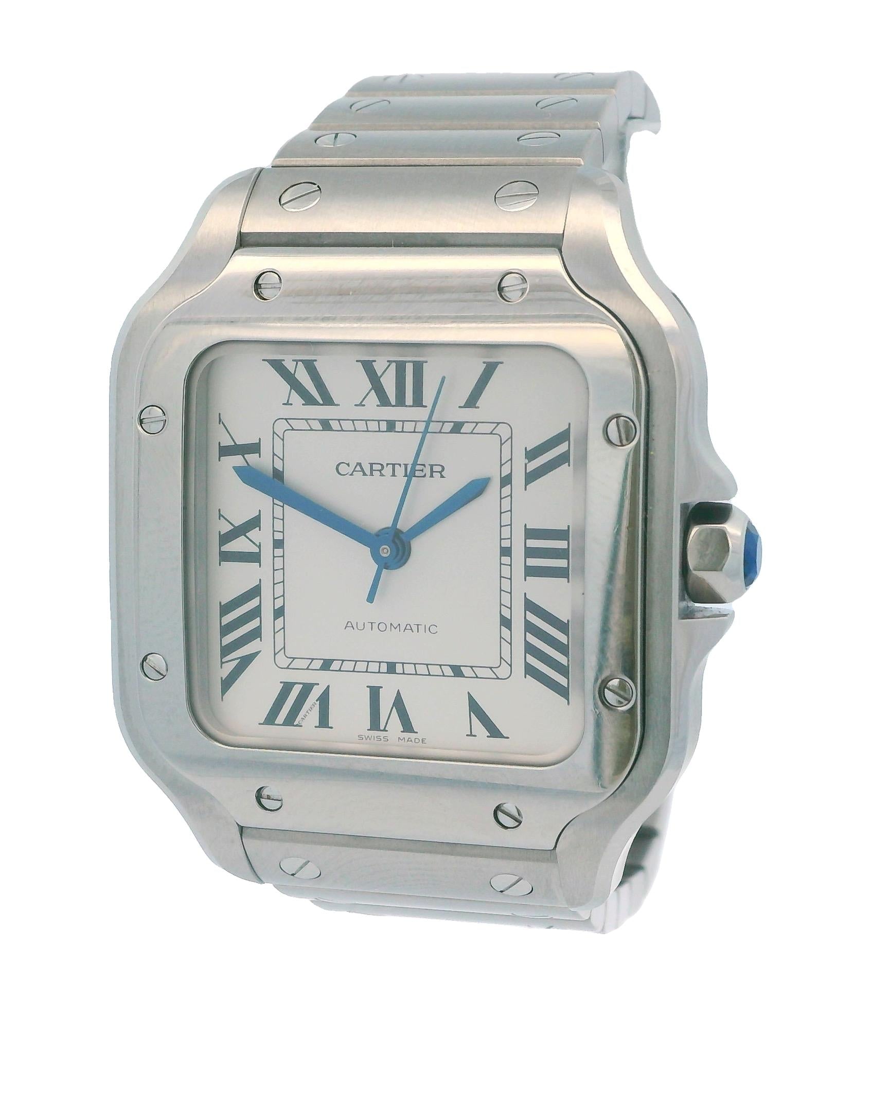 Cartier Santos WSSA0029 MidSize Stainless Steel Watch & Box