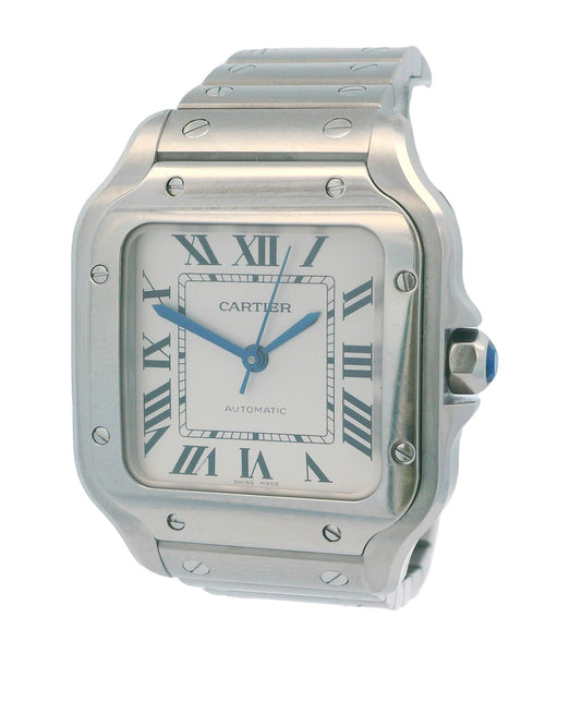 Cartier Santos WSSA0029 MidSize Stainless Steel Watch & Box
